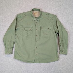 Cabela's Safari Series Shirt Men's XL Green Outdoor Utility Cotton *FLAWS*